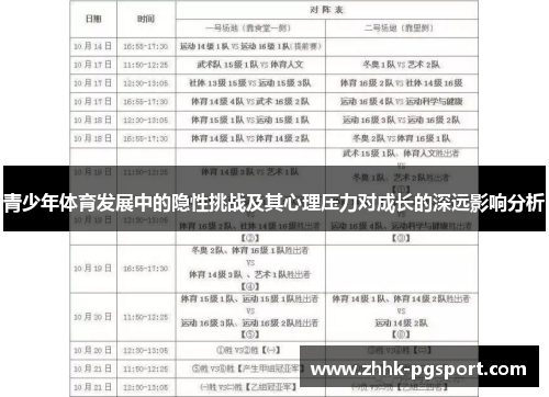 青少年体育发展中的隐性挑战及其心理压力对成长的深远影响分析 青少年体育发展中的隐性挑战及其心理压力对成长的深远影响分析